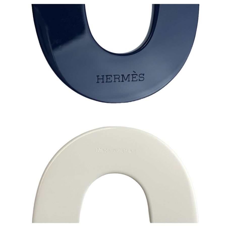 Hermes Horn Navy White Brown Buffalo Necklace — view 5