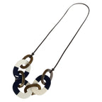 Hermes Horn Navy White Brown Buffalo Necklace — view 4
