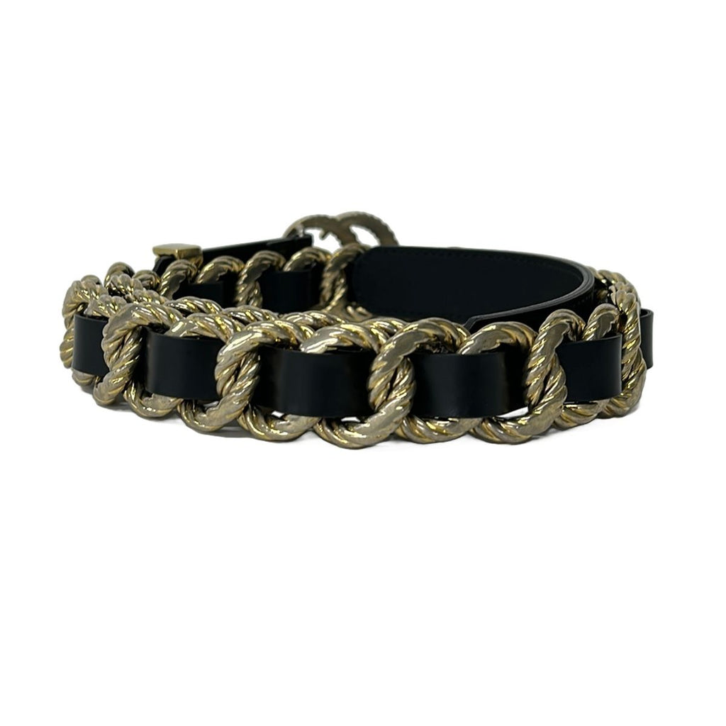 Gucci Belt 75 30 Black Gold Double Leather — view 2