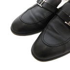 Hermes Loafers Shoes Logo Leather 41 Black — view 3