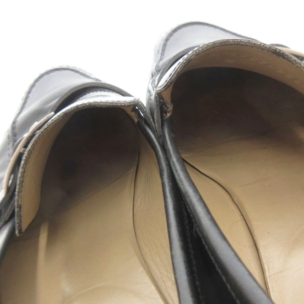Hermes Loafers Shoes Logo Leather 41 Black — view 8
