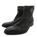 Gucci Short Boots GG Side Zip Leather 41.5 Black