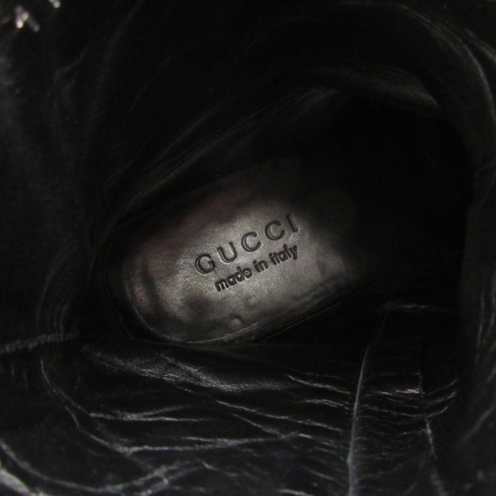 Gucci Short Boots GG Side Zip Leather 41.5 Black — view 7