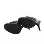 Chanel Sandals Pin Heels Leather CC Logo 7 Black Beige — view 6