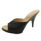 Chanel Sandals Pin Heels Leather CC Logo 7 Black Beige — view 2