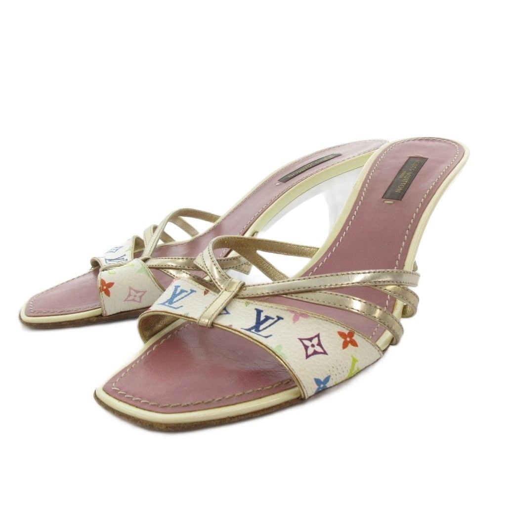 Louis Vuitton Sandals Monogram Strap Pin Heels Multicolor
