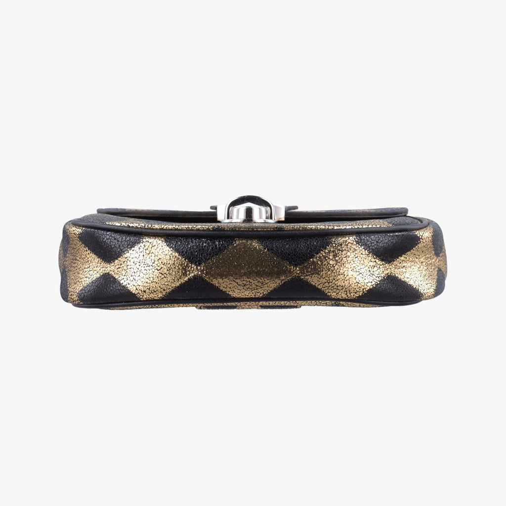 Gucci Metallic Crackle Gold Black Leather Handbag — view 3