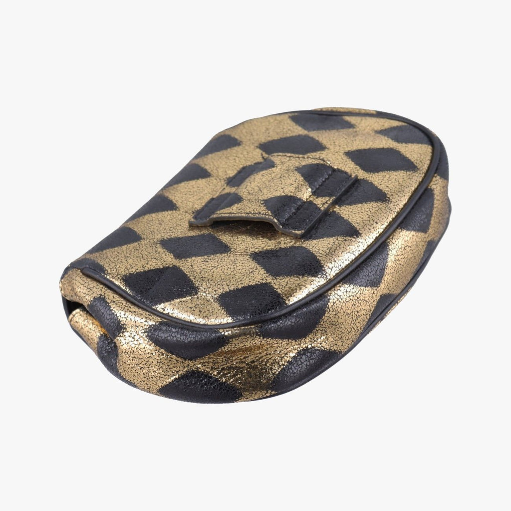 Gucci Metallic Crackle Gold Black Leather Handbag — view 7