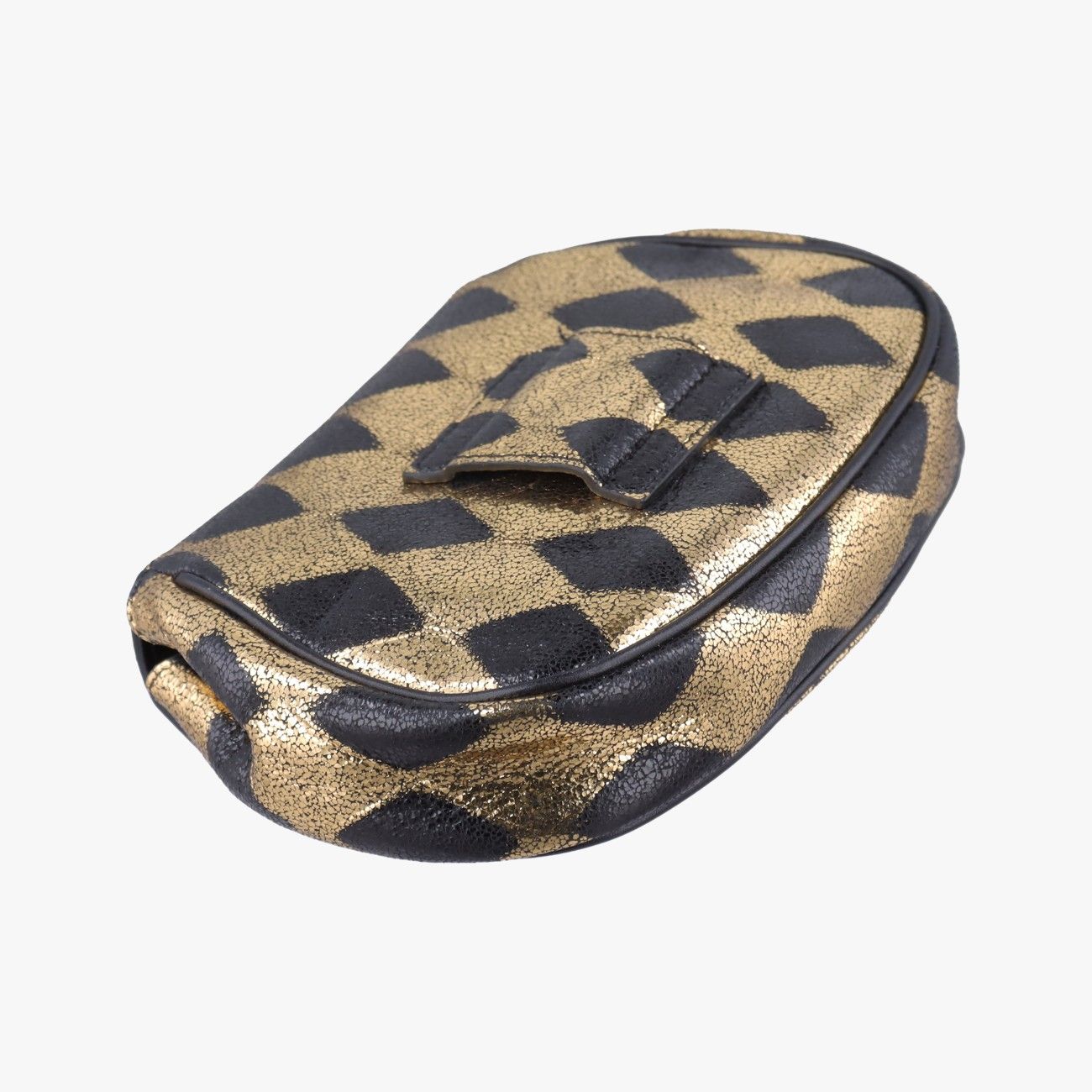 Gucci Metallic Crackle Gold Black Leather Handbag — view 7