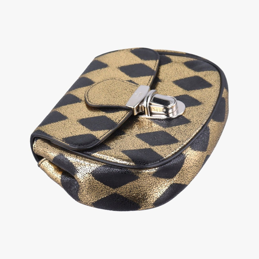 Gucci Metallic Crackle Gold Black Leather Handbag — view 5
