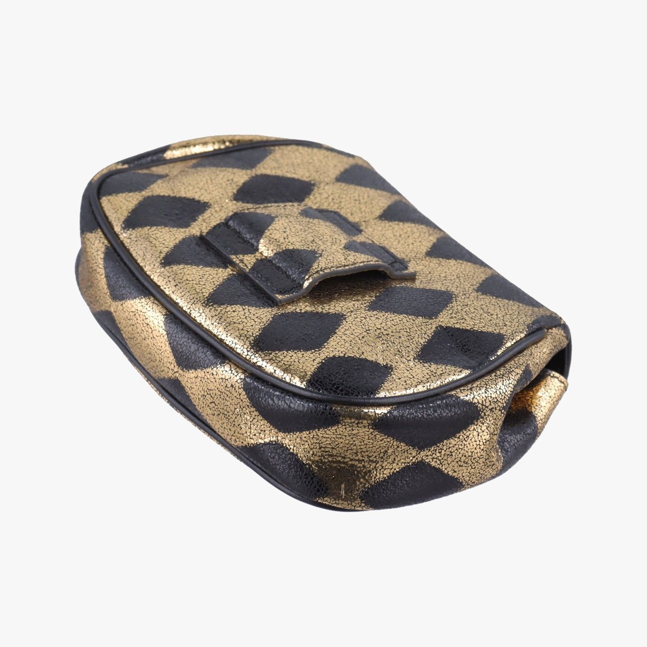 Gucci Metallic Crackle Gold Black Leather Handbag — view 6
