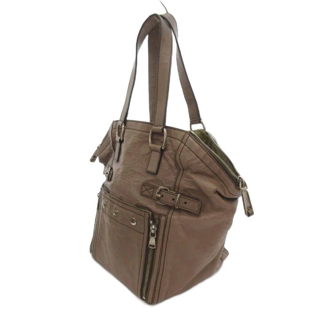 Saint Laurent Handbag Leather Logo Brown — view 3