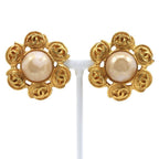 Chanel Gold Plated Faux Pearl Earrings