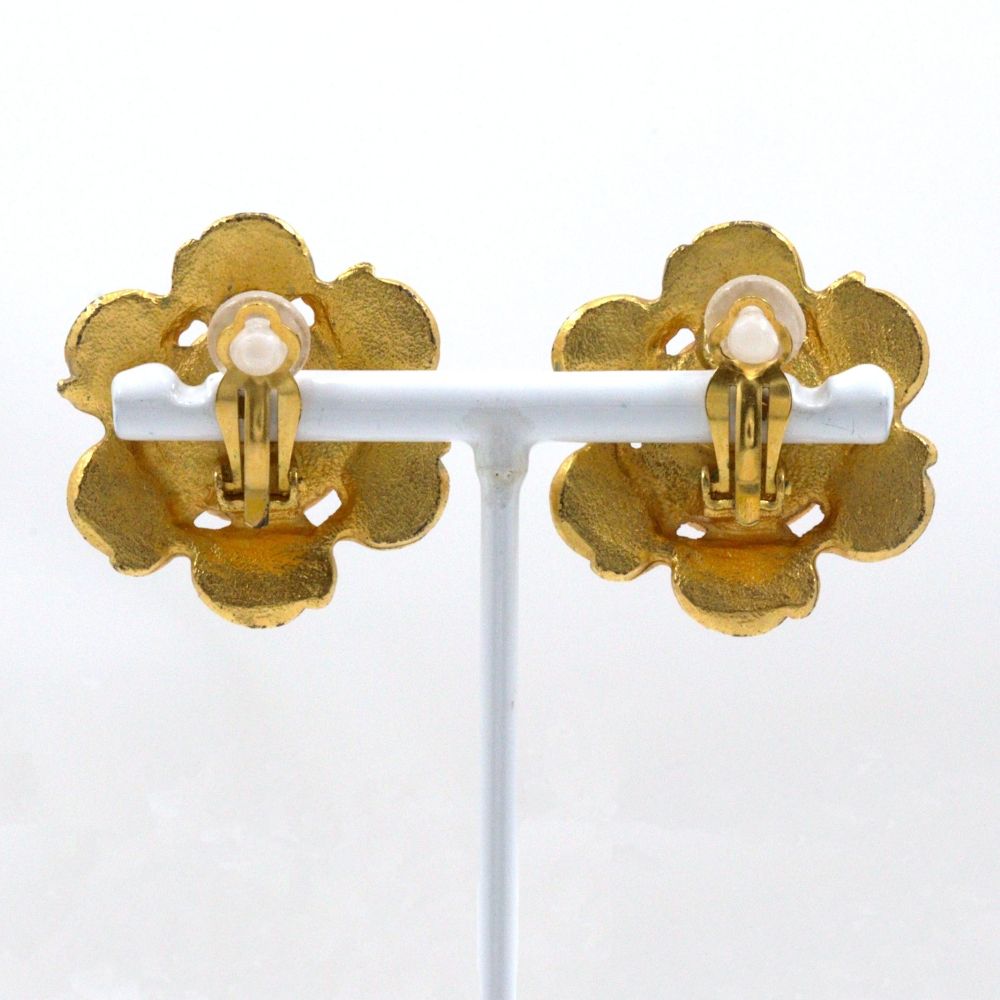 Chanel Gold Plated Faux Pearl Earrings — view 3