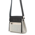 Hermes Shoulder Bag Herbag Zip Mini Black Ecru Silver Toile Ash Vache Hunter — view 3