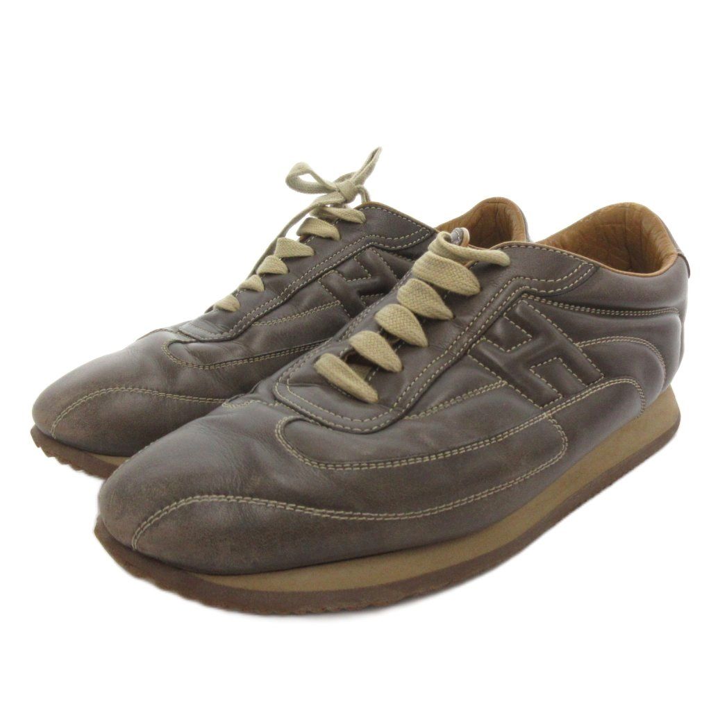 Hermes Quick Sneakers Low Cut Leather Brown — view 2