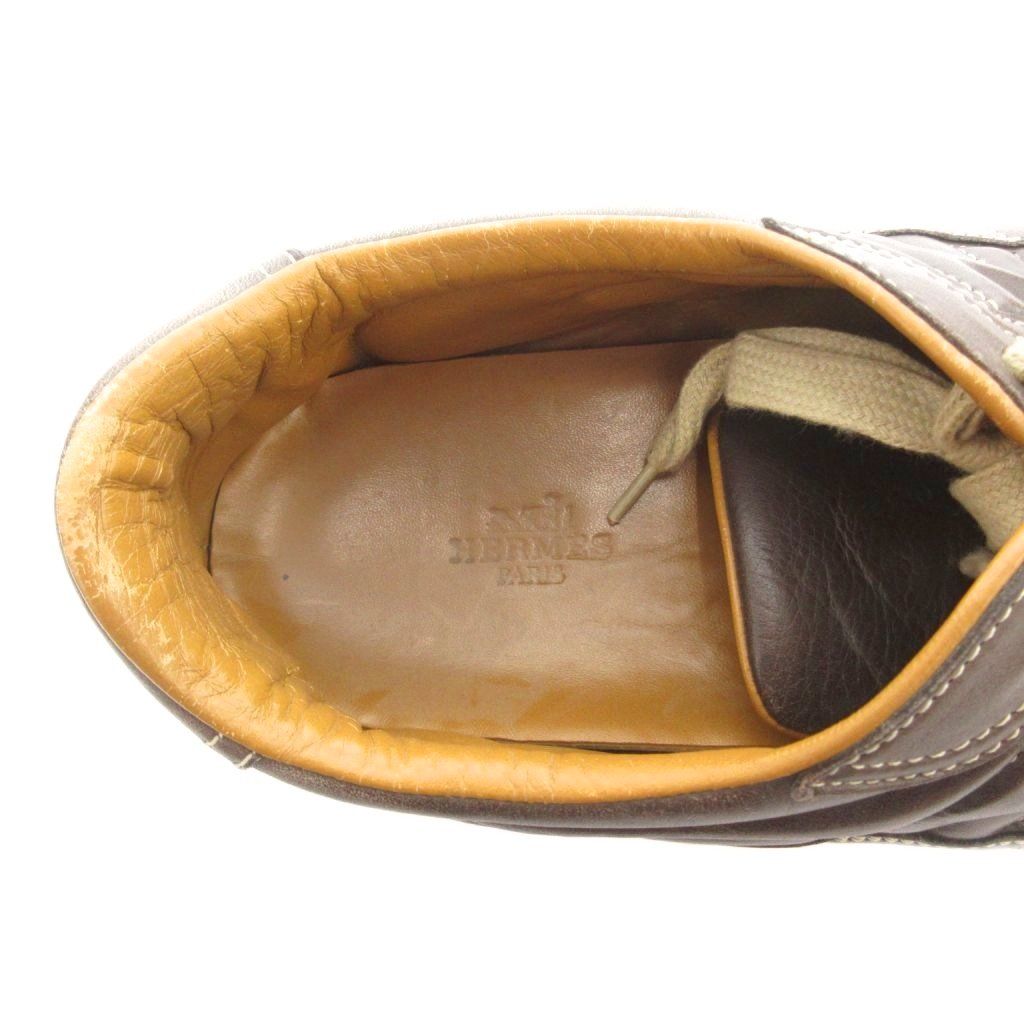 Hermes Quick Sneakers Low Cut Leather Brown — view 7