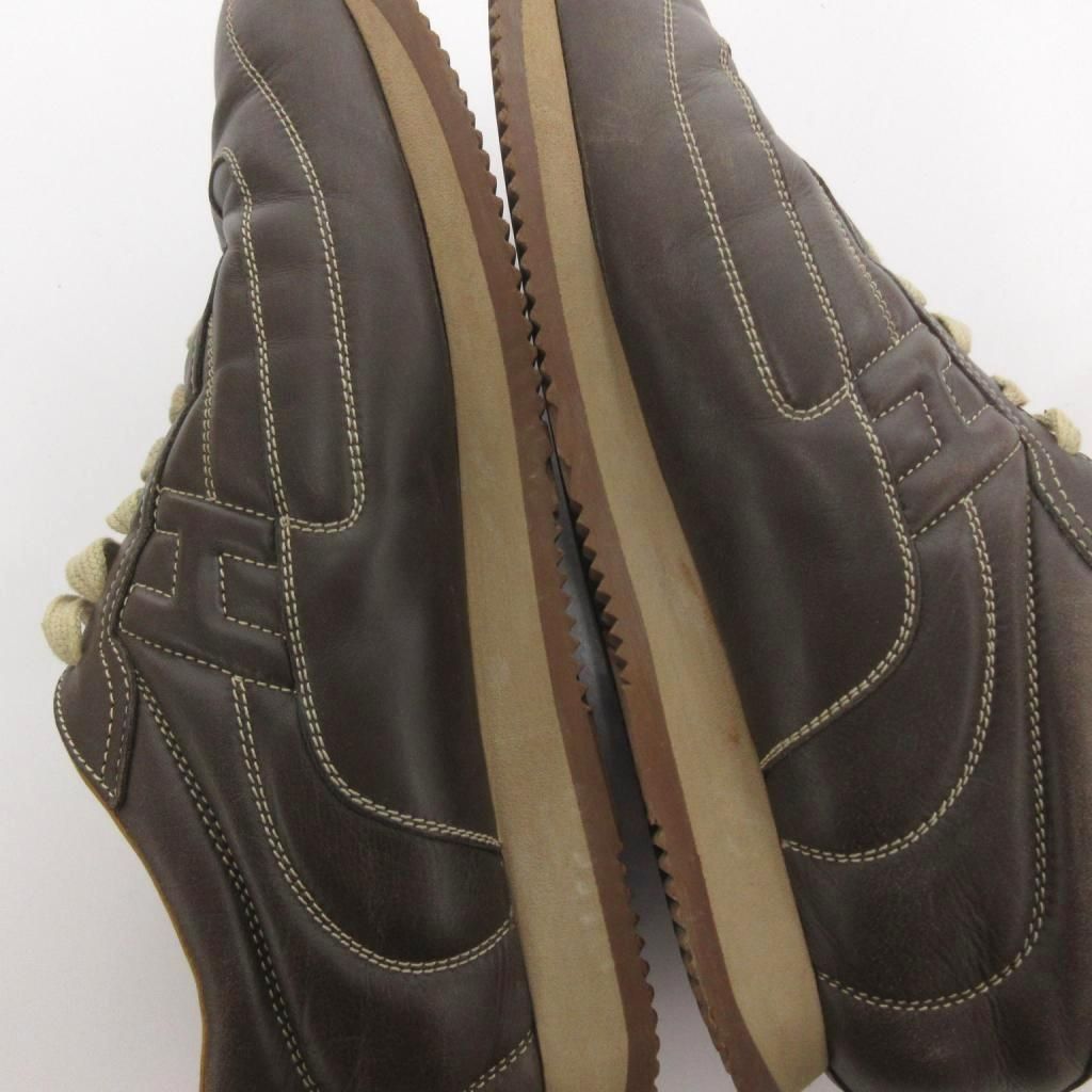 Hermes Quick Sneakers Low Cut Leather Brown — view 8