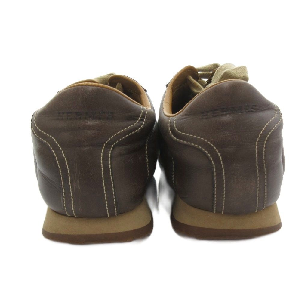 Hermes Quick Sneakers Low Cut Leather Brown — view 5
