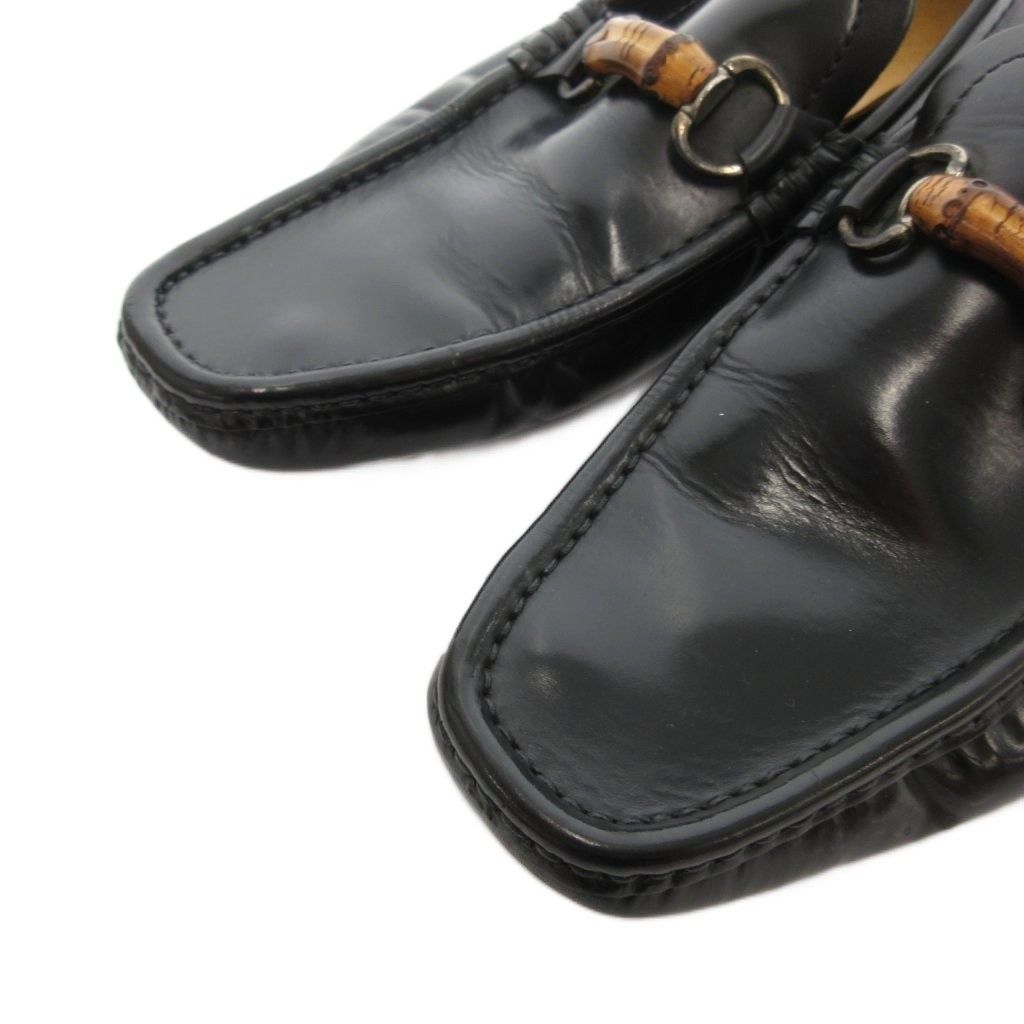 Gucci Bamboo Loafers Slip on Shoes Leather 8.5 Black — view 3
