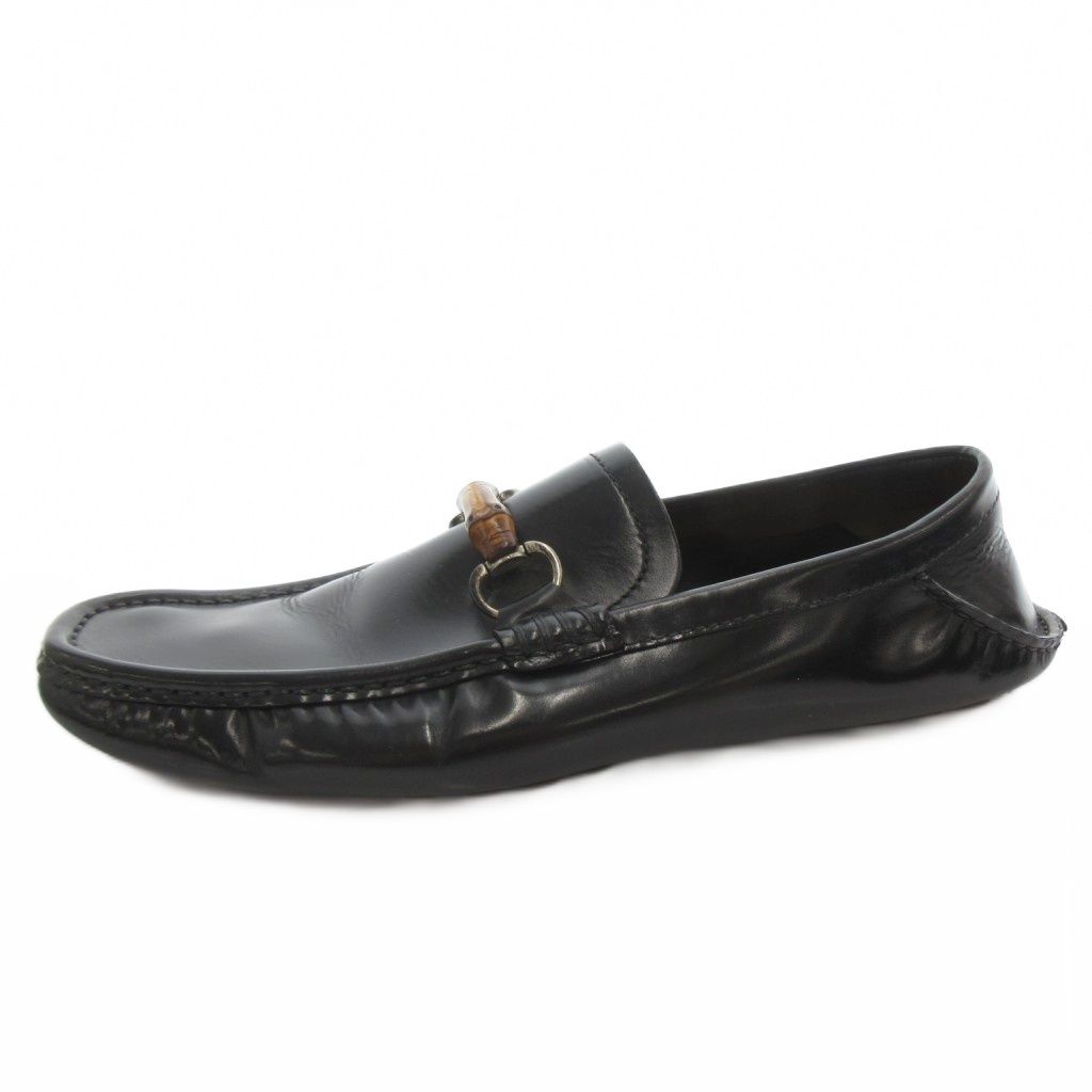 Gucci Bamboo Loafers Slip on Shoes Leather 8.5 Black — view 2