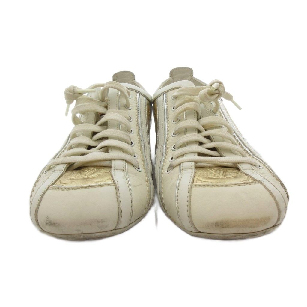 Louis Vuitton Sneakers Flat Monogram Lace Up LV Logo 36 White — view 4