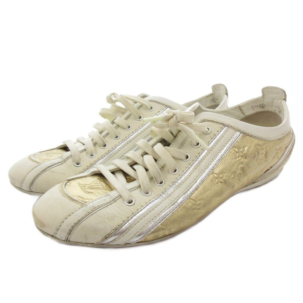 Louis Vuitton Sneakers Flat Monogram Lace Up LV Logo 36 White — view 2