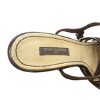 Louis Vuitton Sandals Espadrilles Charm LV Logo Strap Chunky Heels 38 Brown — view 7