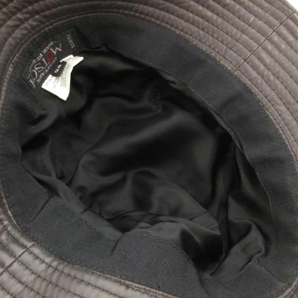 Hermes Motsch Hat Bakeha Lambskin Logo Embroidery 56 Brown — view 5
