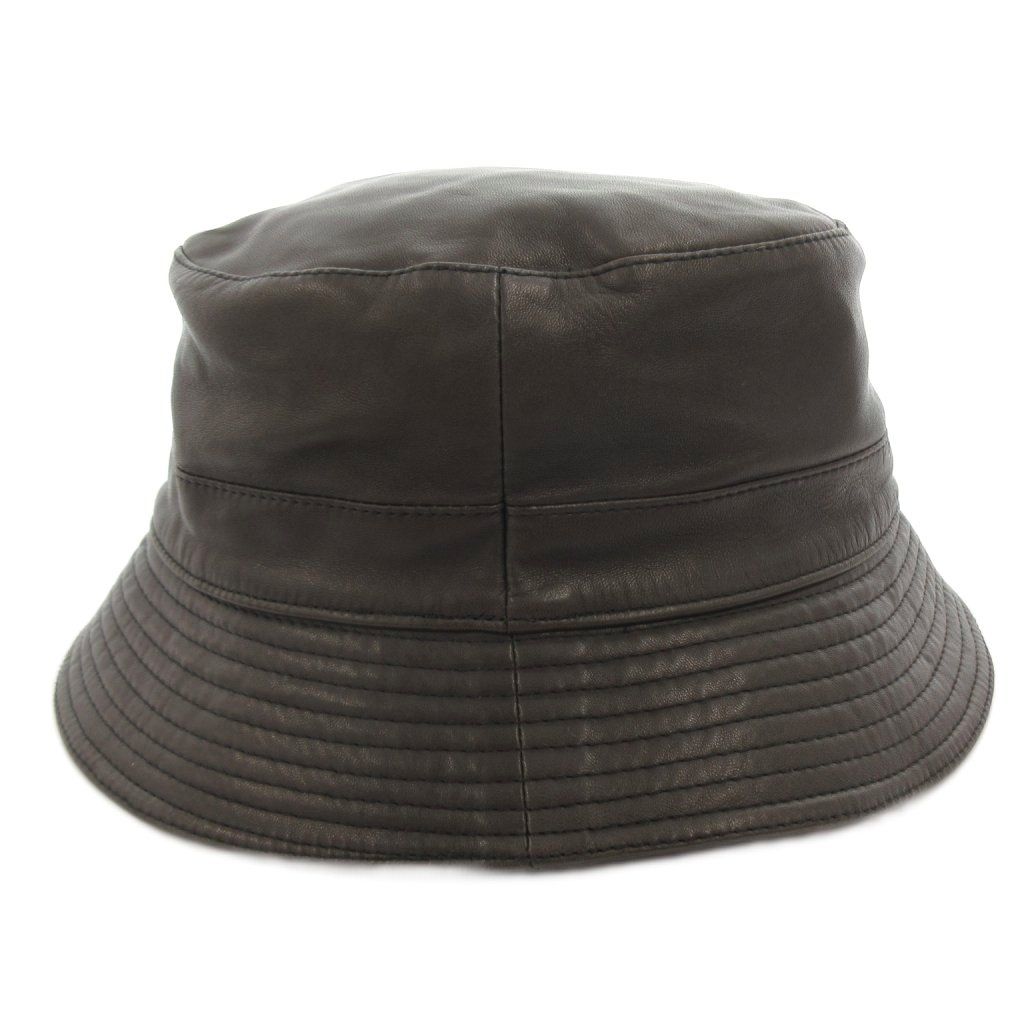 Hermes Motsch Hat Bakeha Lambskin Logo Embroidery 56 Brown — view 4