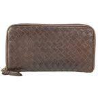 Bottega Veneta Wallet Intrecciato Dark Brown Zip Around Leather
