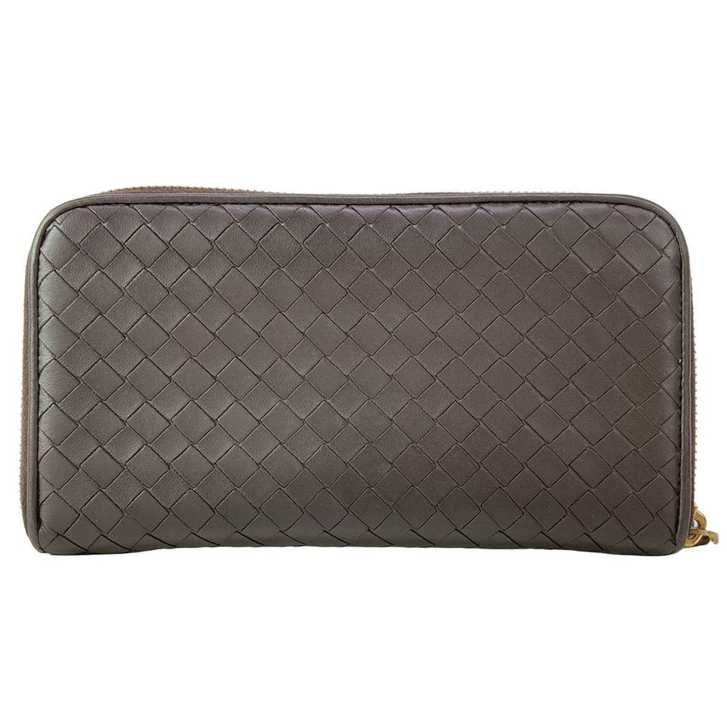 Bottega Veneta Wallet Intrecciato Dark Brown Zip Around Leather — view 2