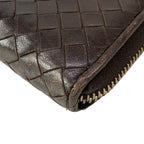 Bottega Veneta Wallet Intrecciato Dark Brown Zip Around Leather — view 6