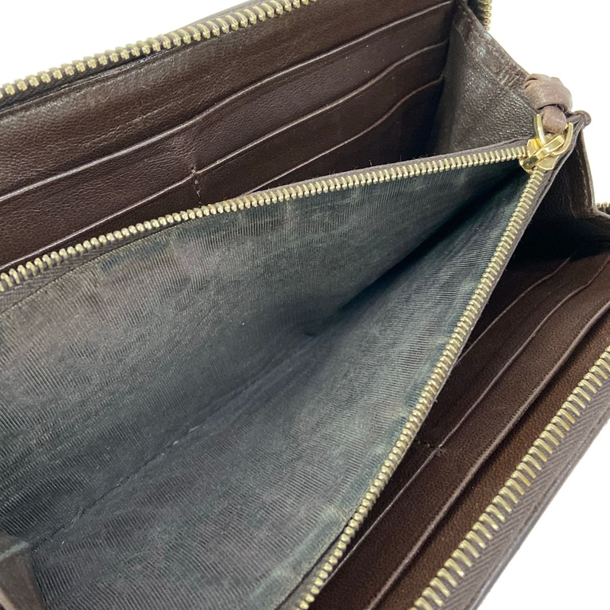 Bottega Veneta Wallet Intrecciato Dark Brown Zip Around Leather — view 4