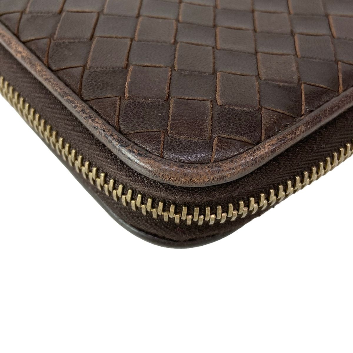 Bottega Veneta Wallet Intrecciato Dark Brown Zip Around Leather — view 7