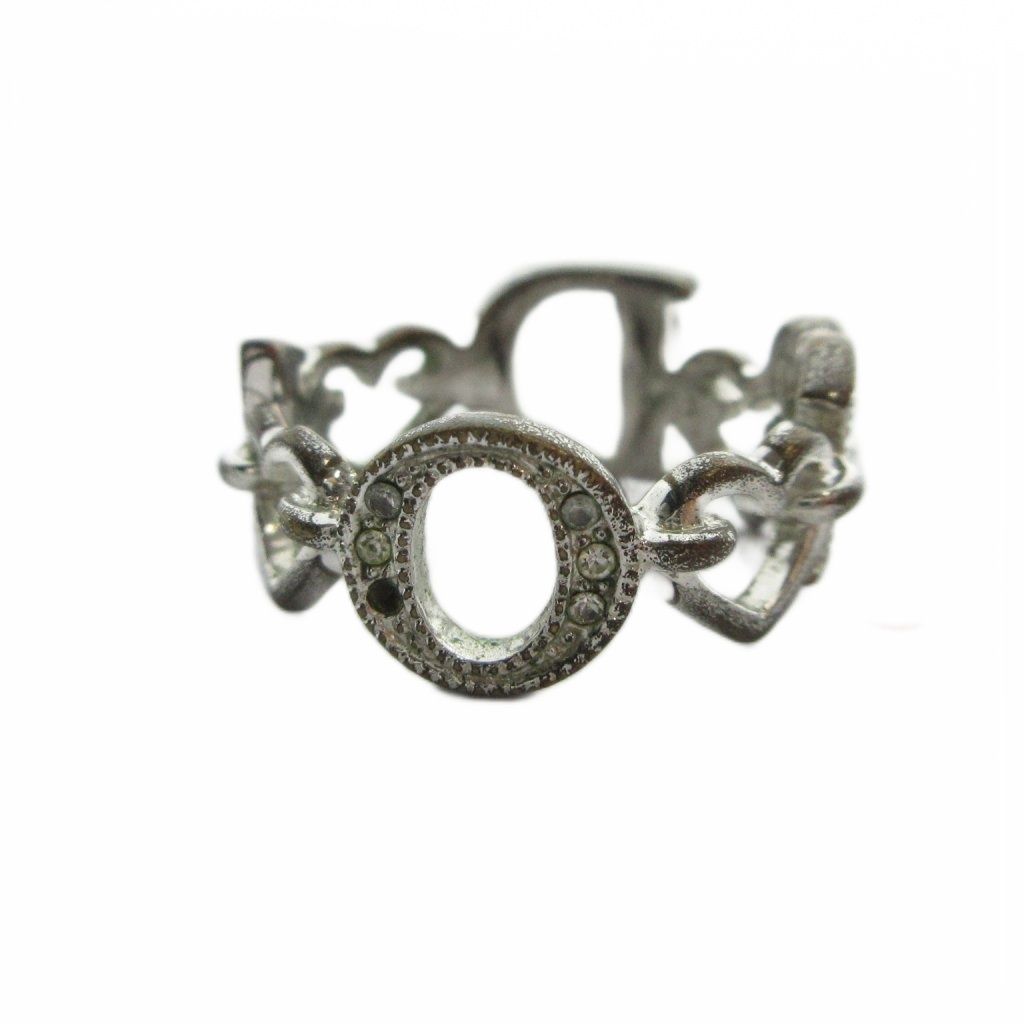 Dior Ring Logo Rhinestone Silver — view 4