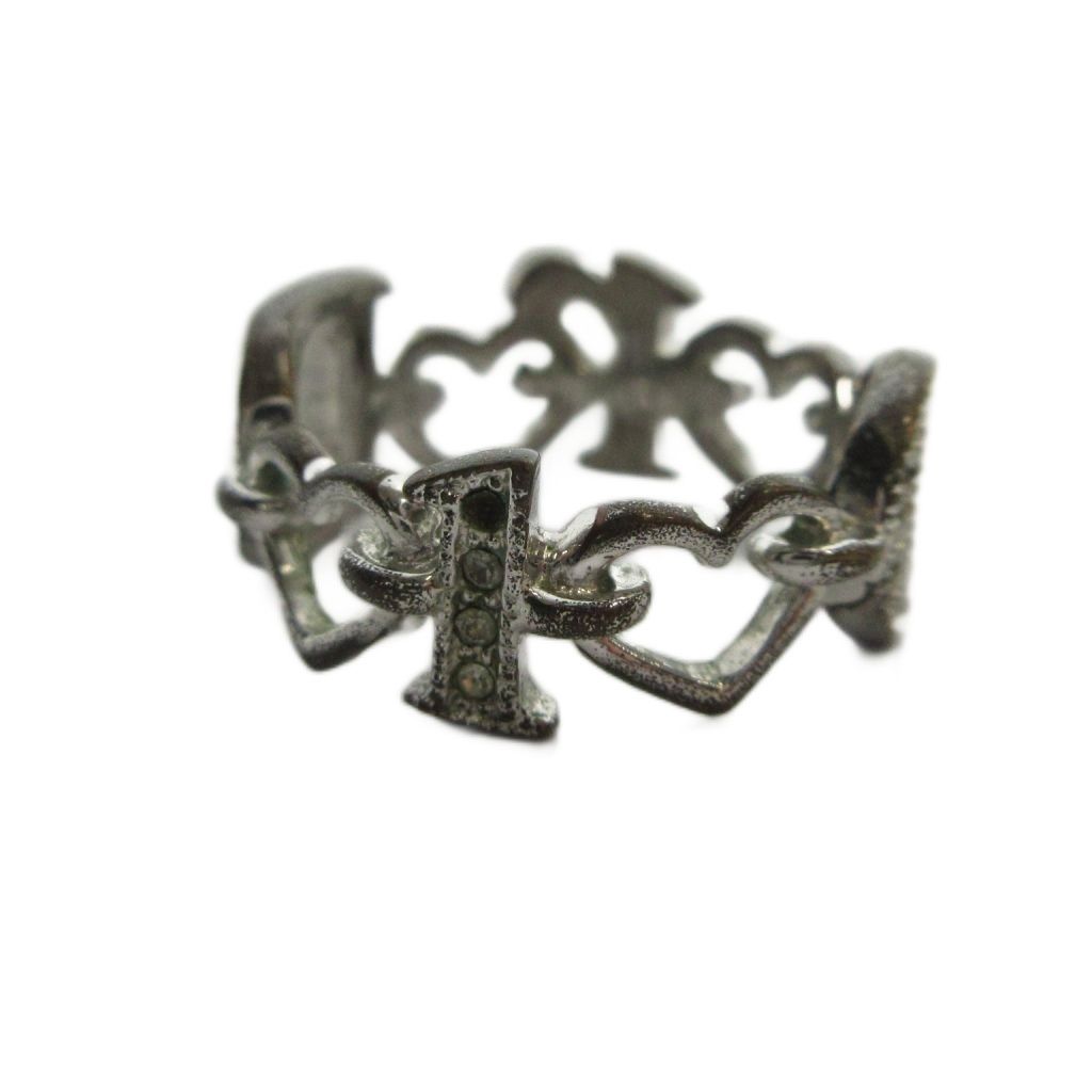 Dior Ring Logo Rhinestone Silver — view 3