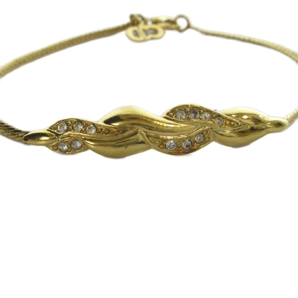 Dior Bracelet Pendant Logo Rhinestone Gold — view 4