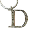 Dior Pendant D Logo Rhinestone Silver