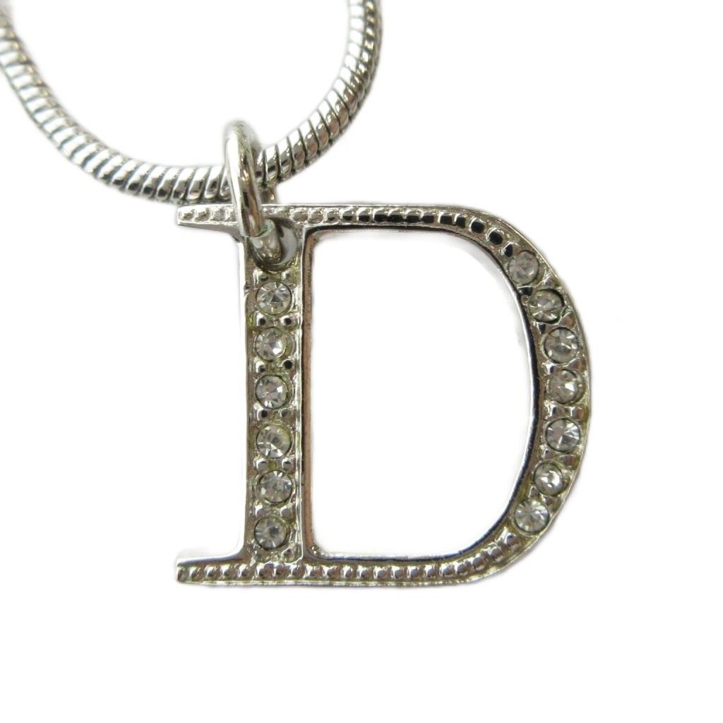 Dior Pendant D Logo Rhinestone Silver