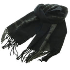 Dior Scottish Scarf Shawl Fringe Logo Wool Cashmere Blend Black Gray SS