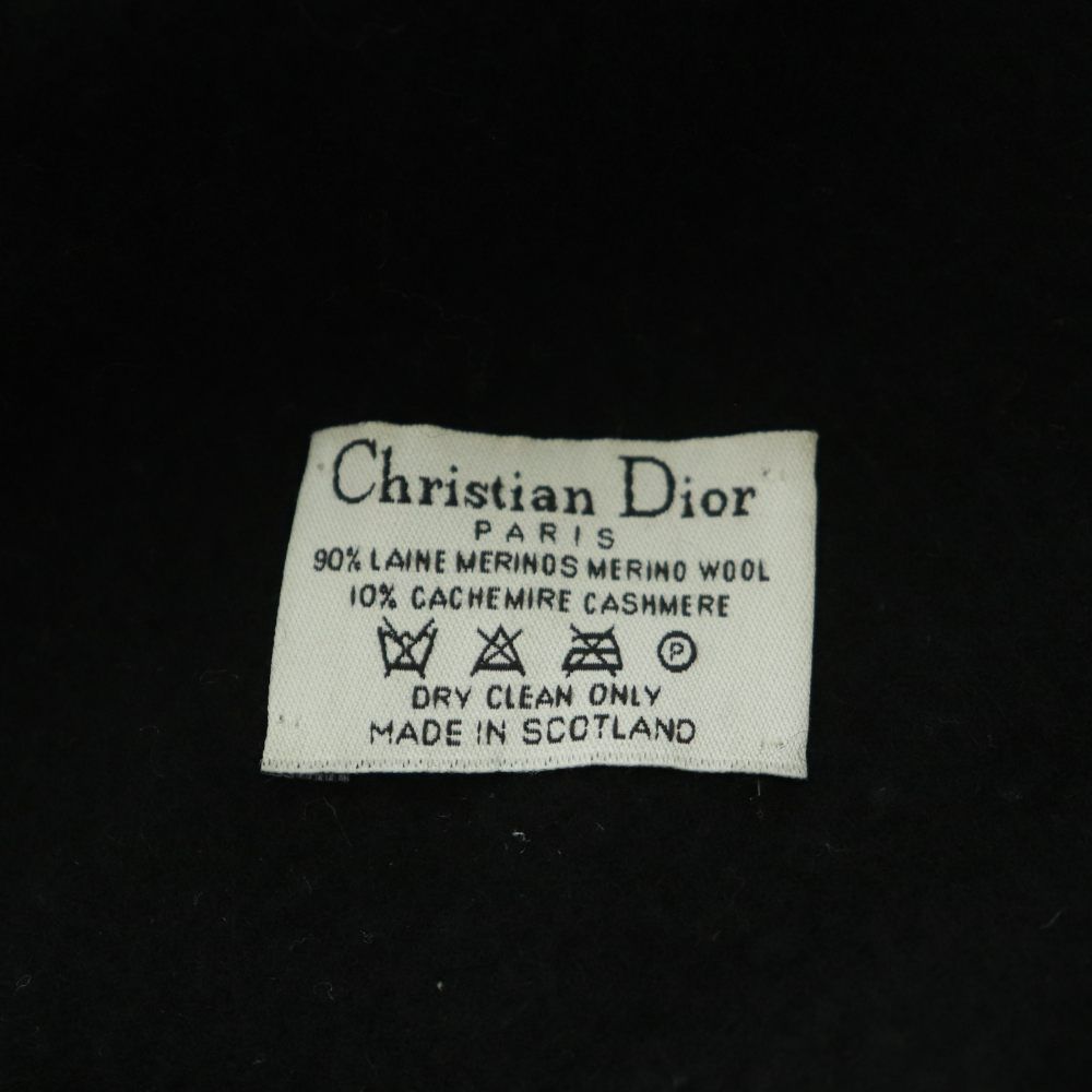 Dior Scottish Scarf Shawl Fringe Logo Wool Cashmere Blend Black Gray SS — view 5