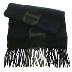 Dior Scottish Scarf Shawl Fringe Logo Wool Cashmere Blend Black Gray SS — view 3