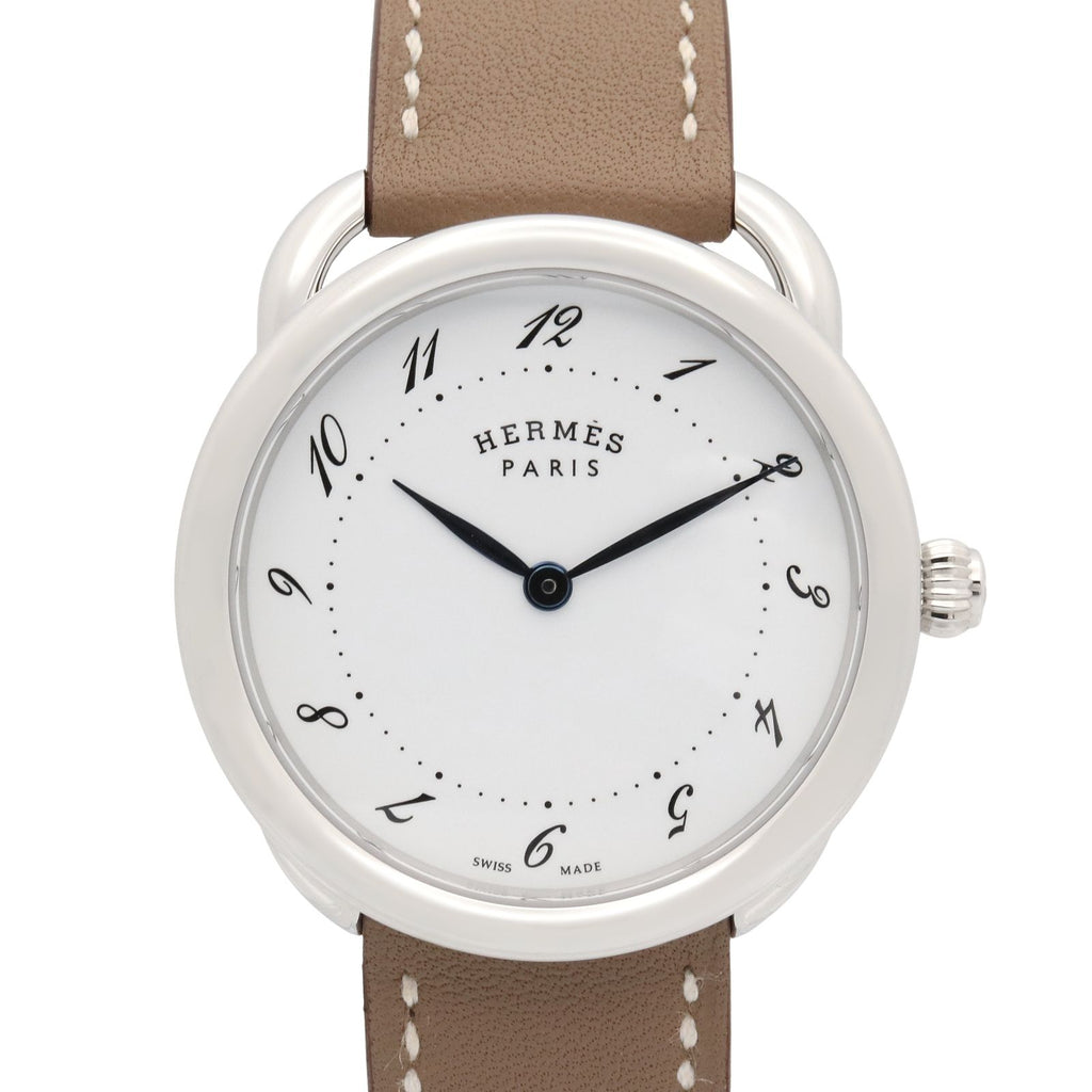 Hermes Watch White Stainless Steel Leather Also Boys