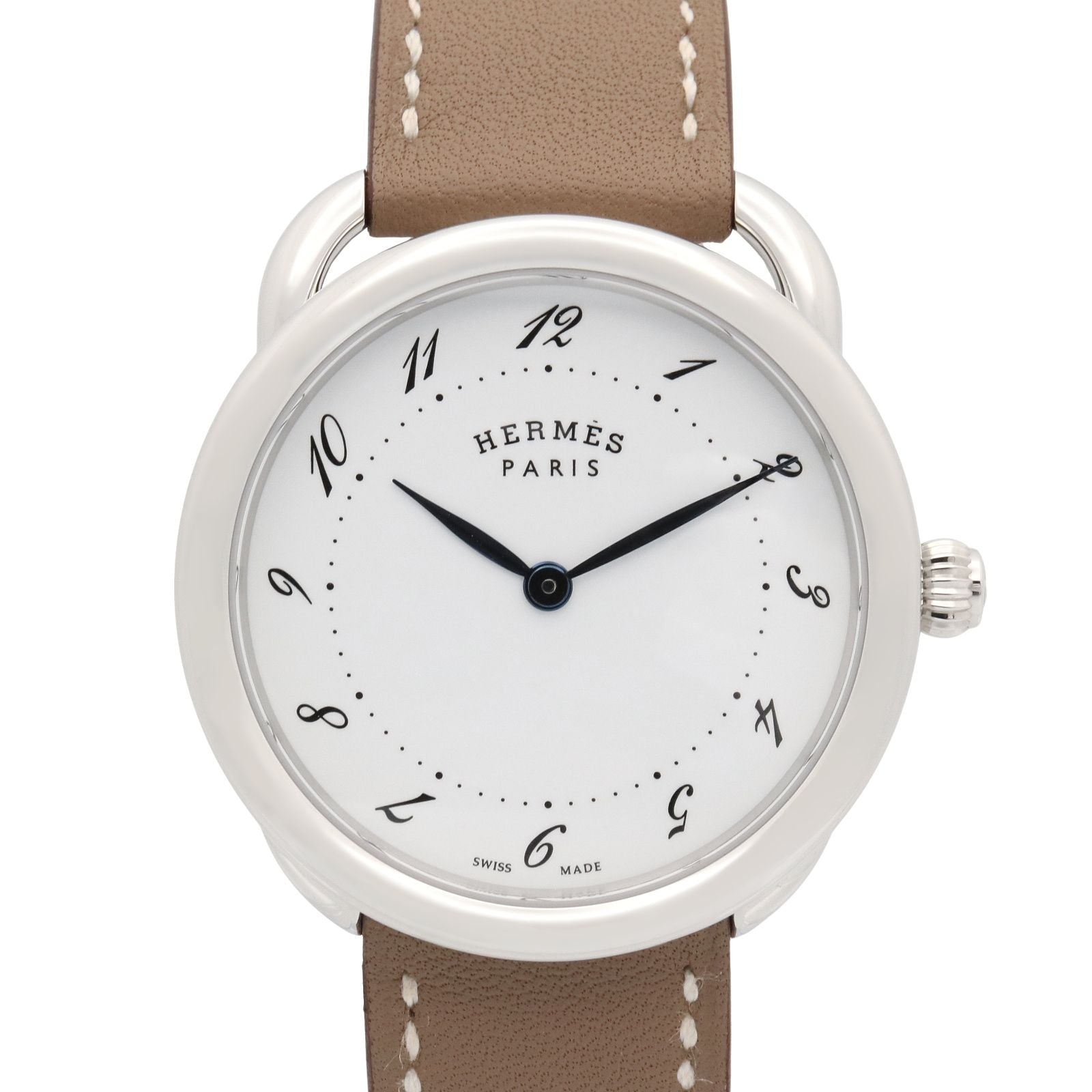 Hermes Watch White Stainless Steel Leather Also Boys