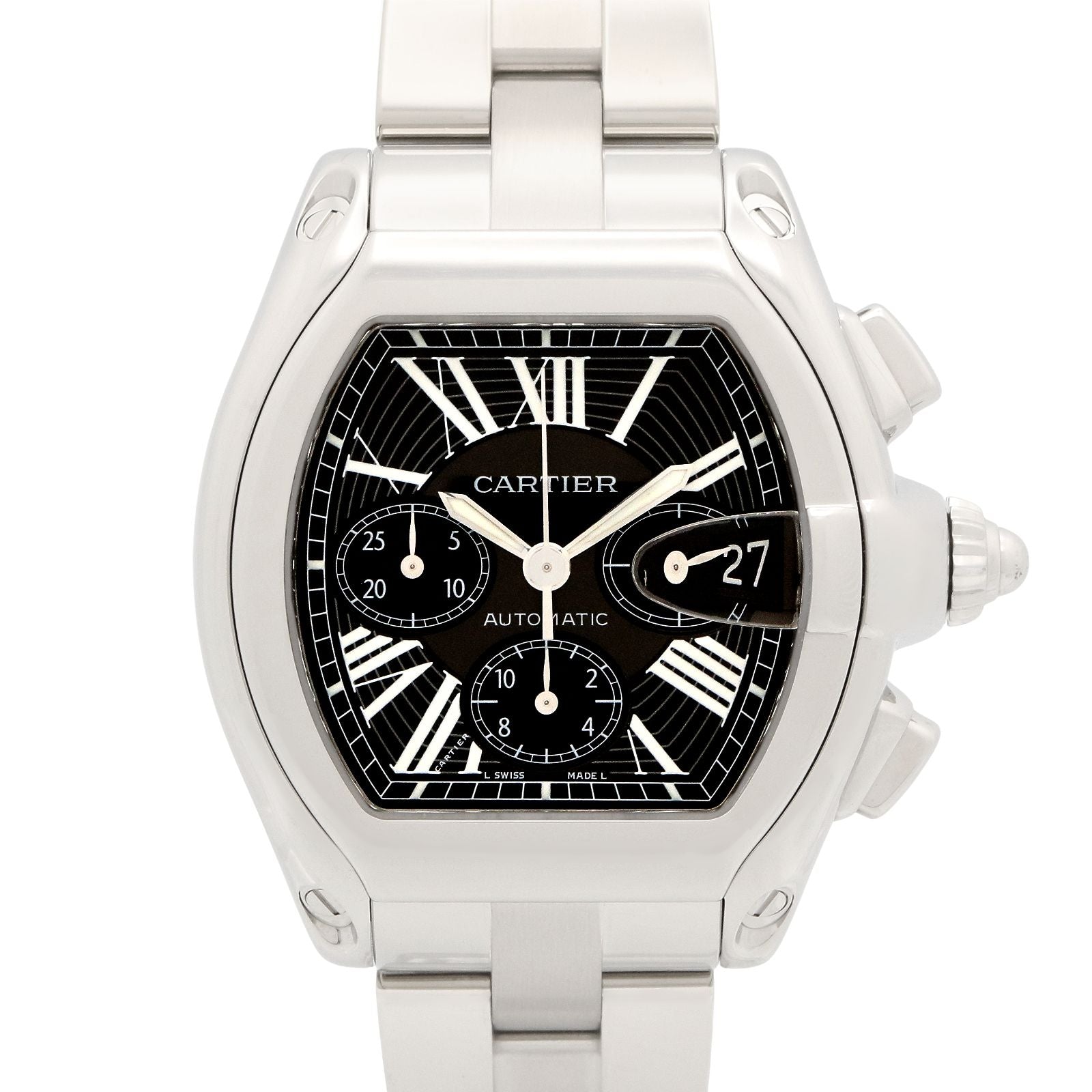 Cartier Watch Roadster Chronograph XL Black Stainless Steel