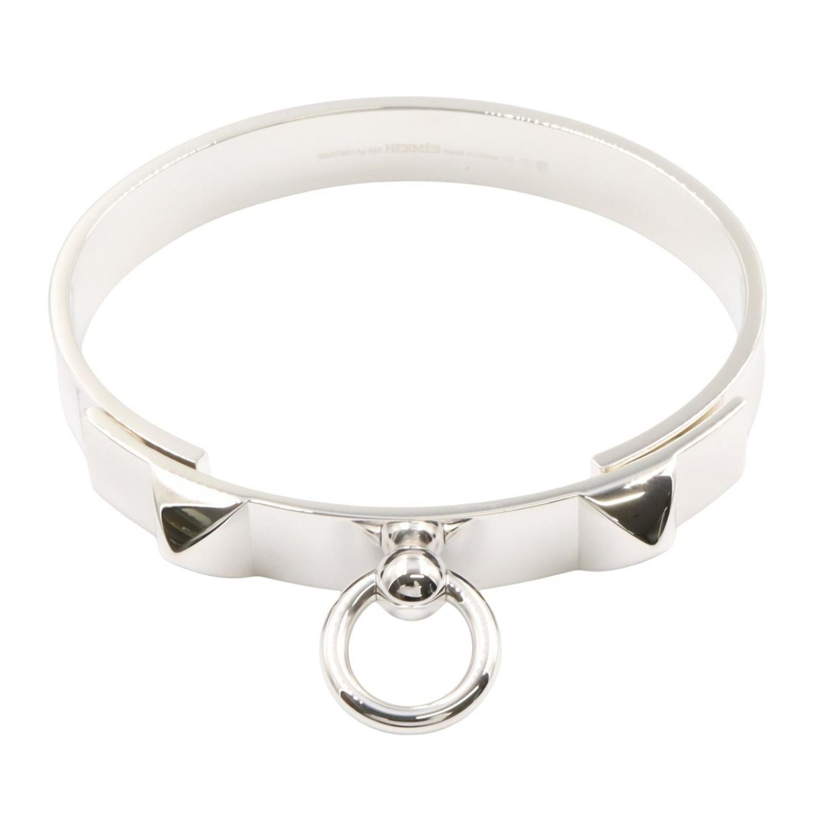 Hermes Bangle Collier de Chien LG 16 cm 925 Sterling Silver Bracelet