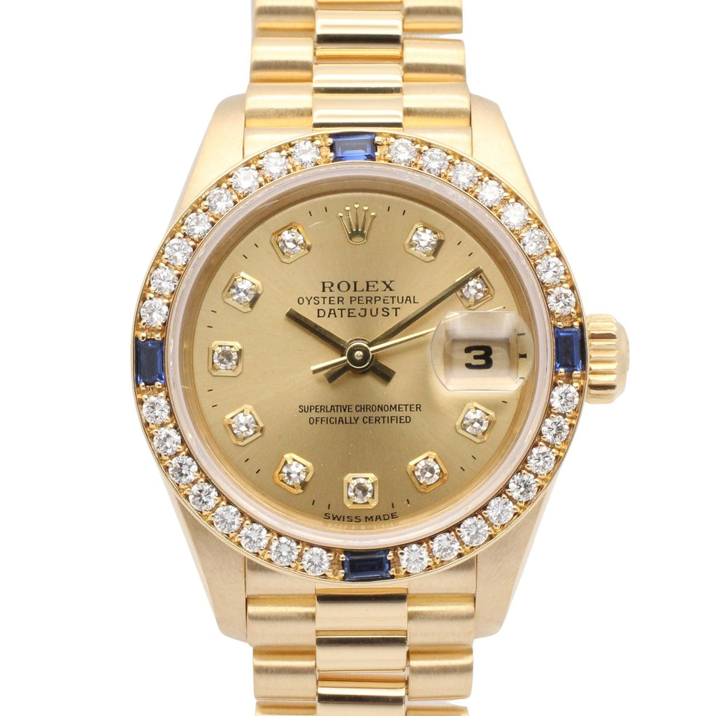 Rolex Watch Datejust Diamond Bezel Saffiano Number CH NP 18k