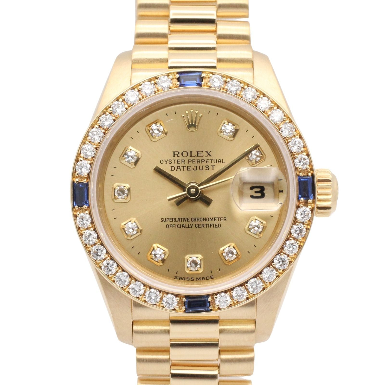 Rolex Watch Datejust Diamond Bezel Saffiano Number CH NP 18k