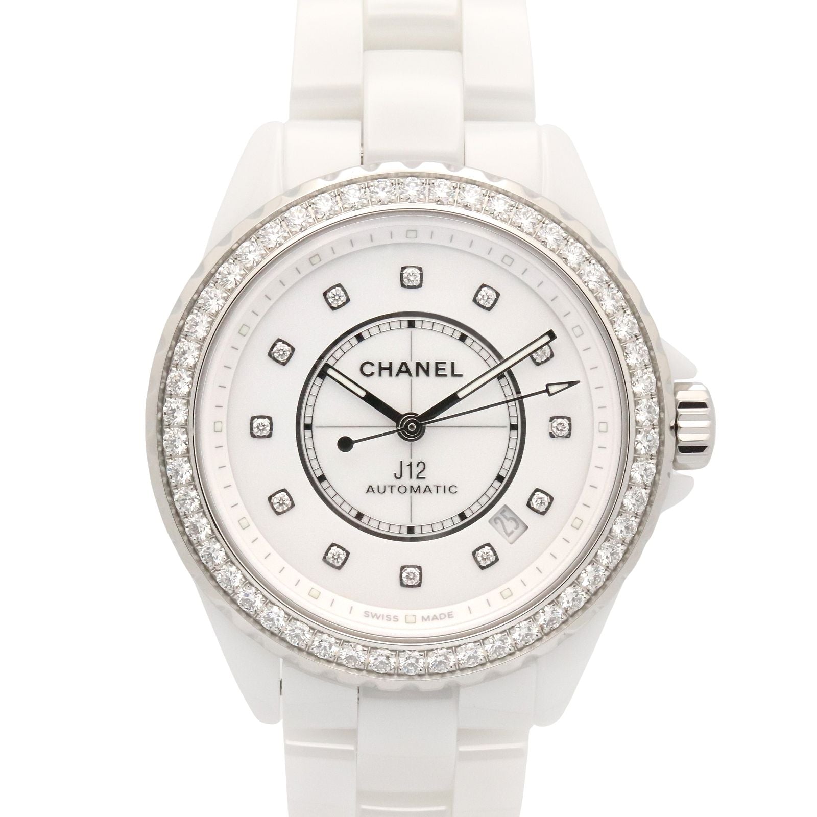 Chanel Watch Bezel Diamond White Ceramic